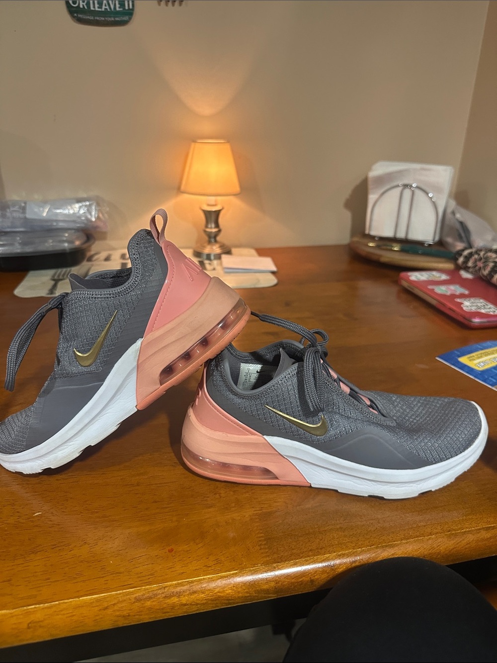 Nike Women's Sneakers - Gray with Pink Accents
